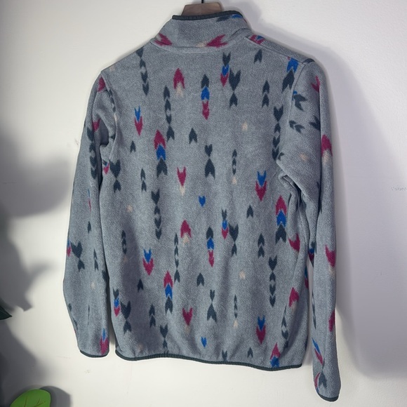 Patagonia Synchilla‎ Snap Collar Gray Print Fleece Pullover Women’s Size Medium - Picture 4 of 7